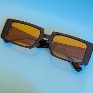 Rectangular Black Sunglasses with Yellow Lenses